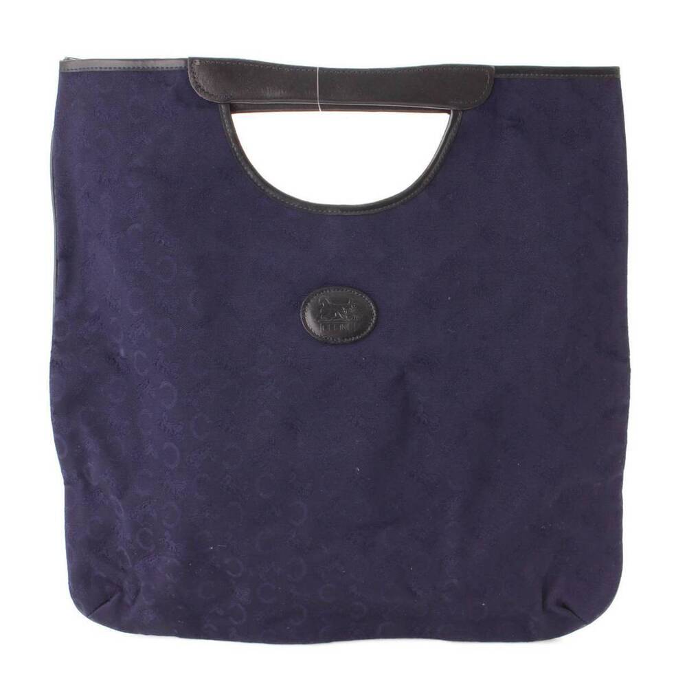 Celine Macadam Tote Bag Canvas Navy Blue